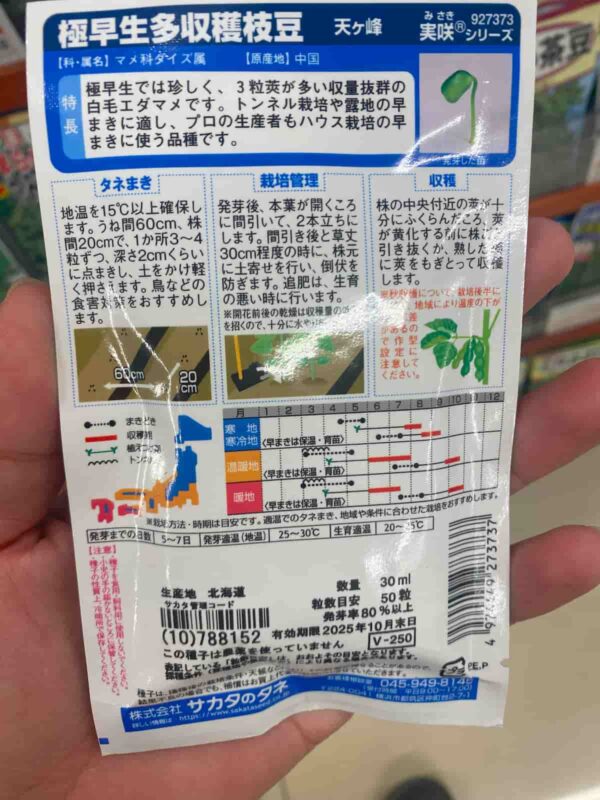 エダマメのタネ【天ヶ峰】栽培手順